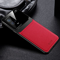 Custodia Silicone Morbida In Pelle Cover con Magnetico S01 per Vivo iQOO 8 Pro 5G Rosso