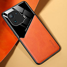 Custodia Silicone Morbida In Pelle Cover con Magnetico S01 per Xiaomi Mi 11 Pro 5G Arancione