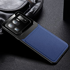 Custodia Silicone Morbida In Pelle Cover con Magnetico S01 per Xiaomi Mi 11 Ultra 5G Blu
