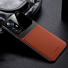 Custodia Silicone Morbida In Pelle Cover con Magnetico S01 per Xiaomi Mi 12S 5G Marrone