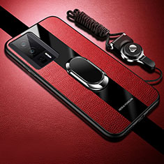 Custodia Silicone Morbida In Pelle Cover con Magnetico S01 per Xiaomi Poco F5 Pro 5G Rosso