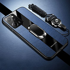 Custodia Silicone Morbida In Pelle Cover con Magnetico S01 per Xiaomi Poco X5 Pro 5G Blu