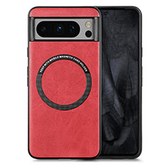 Custodia Silicone Morbida In Pelle Cover con Magnetico S01D per Google Pixel 8 Pro 5G Rosso