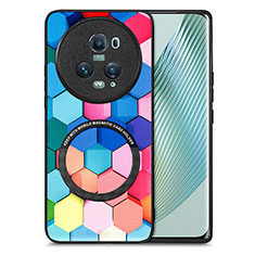Custodia Silicone Morbida In Pelle Cover con Magnetico S01D per Huawei Honor Magic5 Pro 5G Colorato