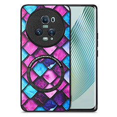 Custodia Silicone Morbida In Pelle Cover con Magnetico S01D per Huawei Honor Magic5 Pro 5G Viola