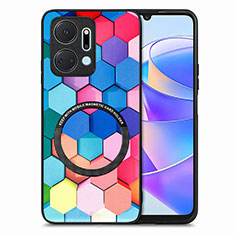 Custodia Silicone Morbida In Pelle Cover con Magnetico S01D per Huawei Honor X7a Colorato