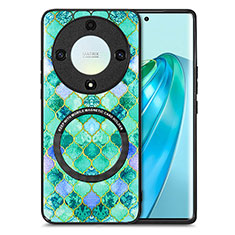 Custodia Silicone Morbida In Pelle Cover con Magnetico S01D per Huawei Honor X9a 5G Verde