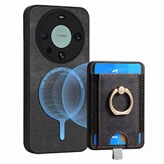 Custodia Silicone Morbida In Pelle Cover con Magnetico S01D per Huawei Mate 60 Pro+ Plus Nero