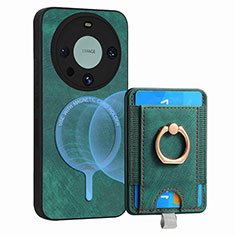 Custodia Silicone Morbida In Pelle Cover con Magnetico S01D per Huawei Mate 60 Pro+ Plus Verde