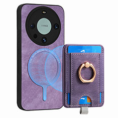 Custodia Silicone Morbida In Pelle Cover con Magnetico S01D per Huawei Mate 60 Pro+ Plus Viola