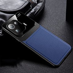 Custodia Silicone Morbida In Pelle Cover con Magnetico S02 per Xiaomi Mi 11 Pro 5G Blu