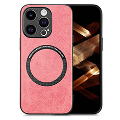 Custodia Silicone Morbida In Pelle Cover con Magnetico S02D per Apple iPhone 13 Pro Rosa