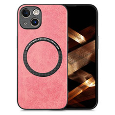 Custodia Silicone Morbida In Pelle Cover con Magnetico S02D per Apple iPhone 13 Rosa