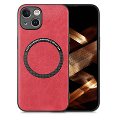 Custodia Silicone Morbida In Pelle Cover con Magnetico S02D per Apple iPhone 13 Rosso