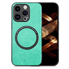 Custodia Silicone Morbida In Pelle Cover con Magnetico S02D per Apple iPhone 14 Pro Max Verde