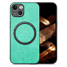 Custodia Silicone Morbida In Pelle Cover con Magnetico S02D per Apple iPhone 15 Plus Verde