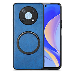 Custodia Silicone Morbida In Pelle Cover con Magnetico S02D per Huawei Enjoy 50 Pro Blu