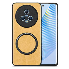 Custodia Silicone Morbida In Pelle Cover con Magnetico S02D per Huawei Honor Magic5 5G Giallo