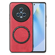 Custodia Silicone Morbida In Pelle Cover con Magnetico S02D per Huawei Honor Magic5 5G Rosso