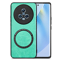 Custodia Silicone Morbida In Pelle Cover con Magnetico S02D per Huawei Honor Magic5 5G Verde