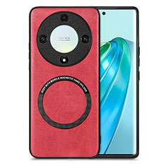 Custodia Silicone Morbida In Pelle Cover con Magnetico S02D per Huawei Honor Magic5 Lite 5G Rosso