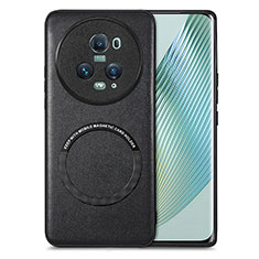 Custodia Silicone Morbida In Pelle Cover con Magnetico S02D per Huawei Honor Magic5 Pro 5G Nero