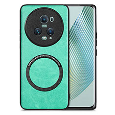 Custodia Silicone Morbida In Pelle Cover con Magnetico S02D per Huawei Honor Magic5 Pro 5G Verde