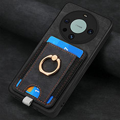 Custodia Silicone Morbida In Pelle Cover con Magnetico S02D per Huawei Mate 60 Pro Nero
