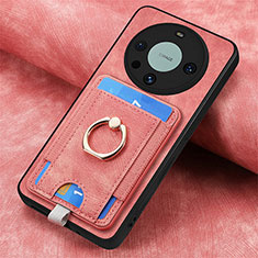 Custodia Silicone Morbida In Pelle Cover con Magnetico S02D per Huawei Mate 60 Pro+ Plus Oro Rosa
