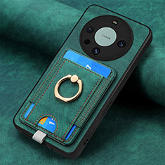Custodia Silicone Morbida In Pelle Cover con Magnetico S02D per Huawei Mate 60 Pro Verde
