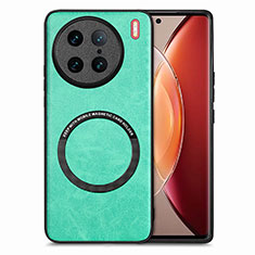 Custodia Silicone Morbida In Pelle Cover con Magnetico S02D per Vivo X90 Pro 5G Verde