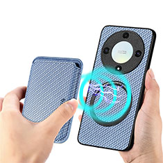 Custodia Silicone Morbida In Pelle Cover con Magnetico S03D per Huawei Honor Magic5 Lite 5G Blu