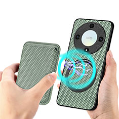 Custodia Silicone Morbida In Pelle Cover con Magnetico S03D per Huawei Honor Magic5 Lite 5G Verde
