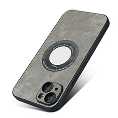 Custodia Silicone Morbida In Pelle Cover con Magnetico S07D per Apple iPhone 13 Grigio Scuro