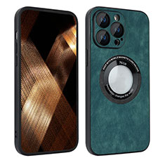 Custodia Silicone Morbida In Pelle Cover con Magnetico S07D per Apple iPhone 13 Pro Verde
