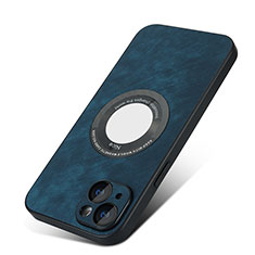 Custodia Silicone Morbida In Pelle Cover con Magnetico S07D per Apple iPhone 14 Blu