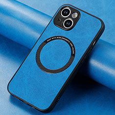 Custodia Silicone Morbida In Pelle Cover con Magnetico S11D per Apple iPhone 13 Blu