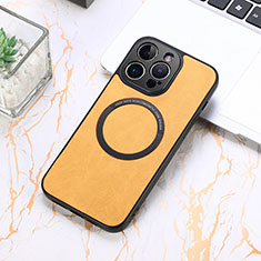 Custodia Silicone Morbida In Pelle Cover con Magnetico S11D per Apple iPhone 13 Pro Giallo