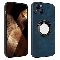 Custodia Silicone Morbida In Pelle Cover con Magnetico S14D per Apple iPhone 14 Blu