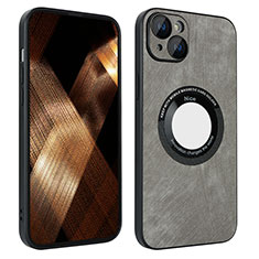 Custodia Silicone Morbida In Pelle Cover con Magnetico S14D per Apple iPhone 14 Plus Grigio Scuro