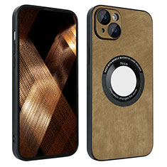 Custodia Silicone Morbida In Pelle Cover con Magnetico S14D per Apple iPhone 14 Plus Marrone