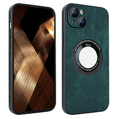 Custodia Silicone Morbida In Pelle Cover con Magnetico S14D per Apple iPhone 15 Plus Verde