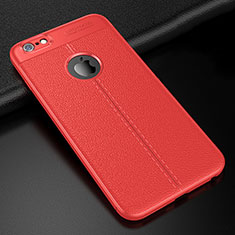Custodia Silicone Morbida In Pelle Cover D01 per Apple iPhone 6 Rosso