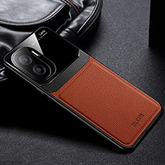 Custodia Silicone Morbida In Pelle Cover FL1 per Huawei Honor X40i 5G Marrone
