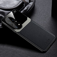 Custodia Silicone Morbida In Pelle Cover FL1 per Huawei P50 Pro Nero