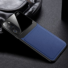 Custodia Silicone Morbida In Pelle Cover FL1 per Huawei P60 Art Blu