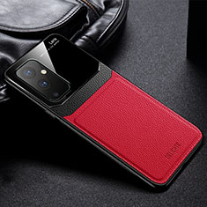 Custodia Silicone Morbida In Pelle Cover FL1 per OnePlus 9 5G Rosso