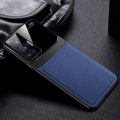 Custodia Silicone Morbida In Pelle Cover FL1 per Vivo X70 Pro 5G Blu