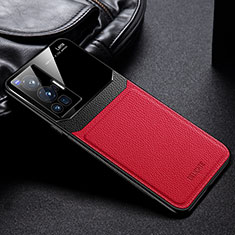 Custodia Silicone Morbida In Pelle Cover FL1 per Vivo X70 Pro 5G Rosso