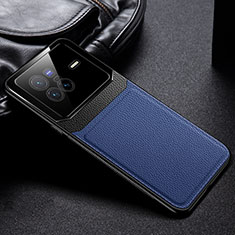 Custodia Silicone Morbida In Pelle Cover FL1 per Vivo X80 5G Blu